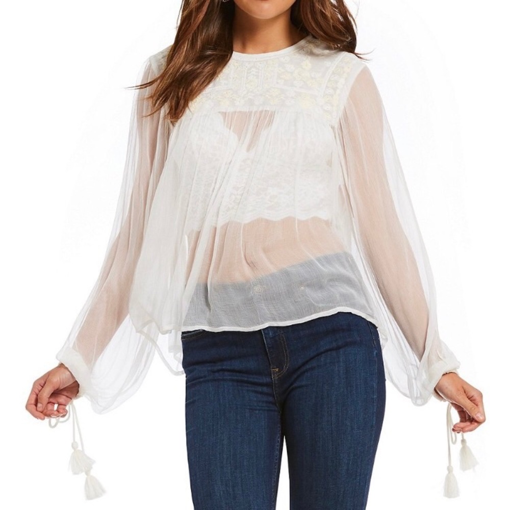 Free People Retro Sheer Blouse - Picture 3 of 7